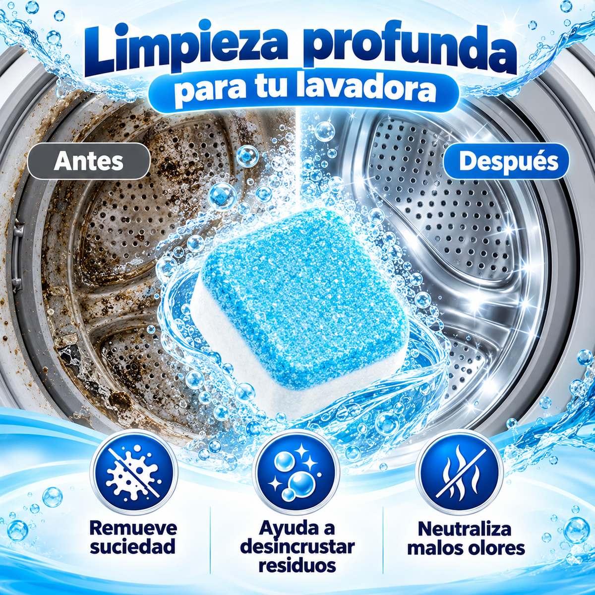 Pastillas Limpiadoras para Lavadora Efervescentes – Pack 24 Unidades (2 Cajas)