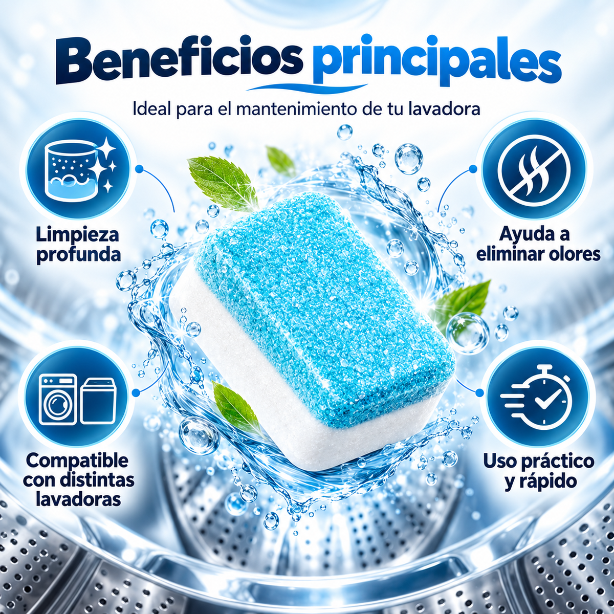 Pastillas Limpiadoras para Lavadora Efervescentes – Pack 24 Unidades (2 Cajas)