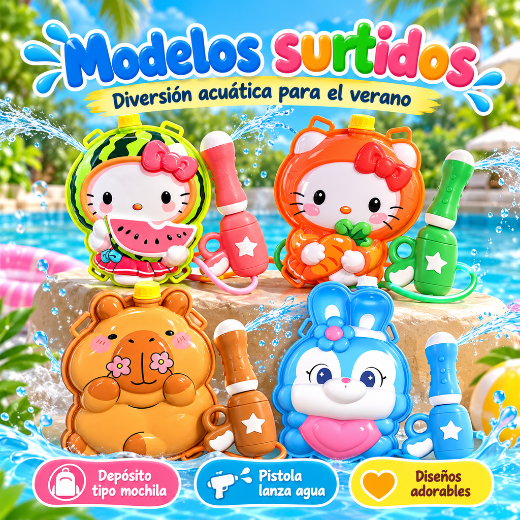Mochila lanza agua infantil en modelos surtidos
