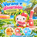 Niños jugando con la mochila lanza agua en verano